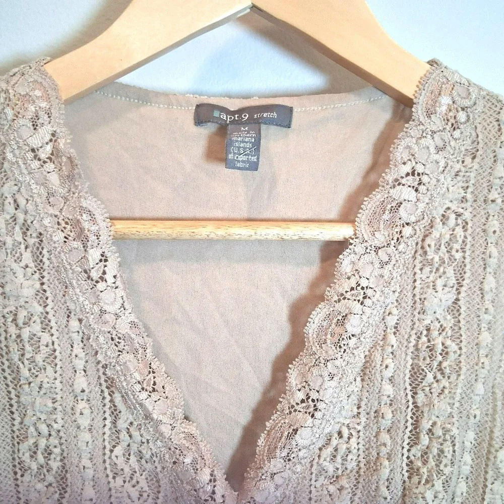 Y2K Apt 9 Lace Babydoll Top M Beige Whimsigoth Fairycore Coquette Romantic
